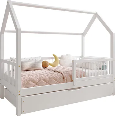 Obrázek produktu pro TIMBEE ZOJA Postel ve skříňce Dětská postel Dřevěná postel se zásuvkou - bílá - 90x200cm