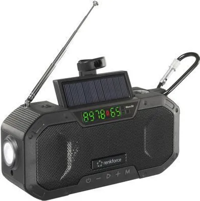 Zdjęcie produktu dla Renkforce RF-CR-300 Outdoorradio UKW, MW Bluetooth®, SD wiederaufladbar, Solarpanel, Handkurbel Schwarz (RF-5236092)