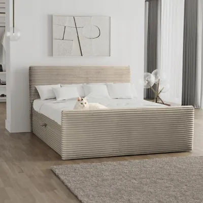 Zdjęcie produktu dla Łóżko TRENTO z funkcją przechowywania 140x200 tkanina Velo beżowy