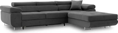 Produktbild von Ecksofa Rigatto VI PRO mit verstellbaren Kopfstützen! Modernes Ecksofa mit Schlaffunktion und Bettkasten. DUNKELGRAU, Seite RECHTS