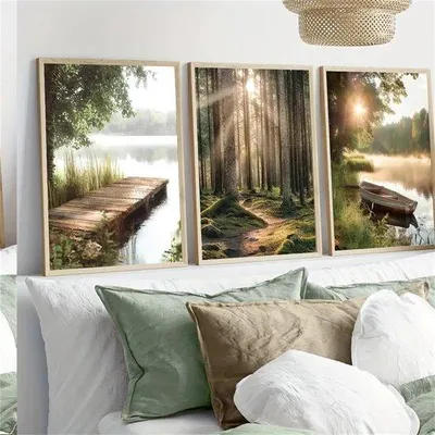 Productafbeelding van Unyqoos® 3-delige set canvas posters – artistieke natuurlandschappen, canvasafdruk zonder frame, wanddecoratie, verschillende maten (o.a. 50 x 70 cm)