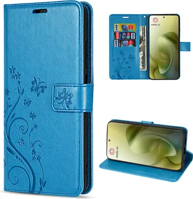 Produktbild von Hülle Motorola Moto G86 Handyhülle mit [Standfunktion][Kartenfächern] in Blau