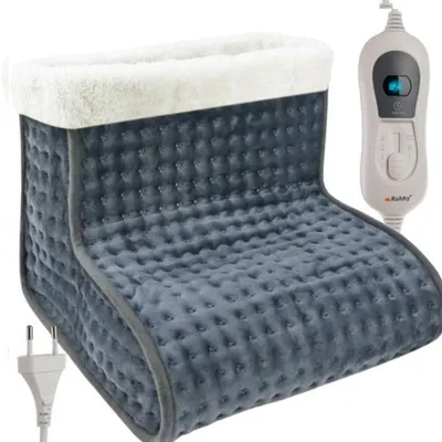 Image de Ruhhy Chauffe-pieds électrique 100 W – chaussette chauffante avec 3 niveaux de température, arrêt automatique et semelle lavable, gris