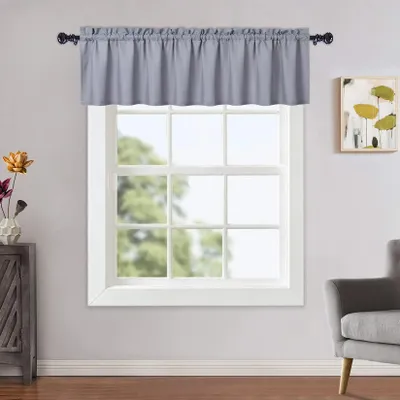 Zdjęcie produktu dla Wodoodporna zasłona okienna - Krótka zasłona w stylu bistro - Idealna do kuchni i kawiarni - Wzór tłoczony - 152 x 38 cm - 1 sztuka - Szara