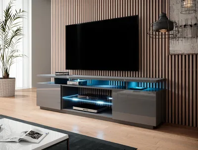Produktbild von Lowboard TV Schrank Estelle 180 cm graphit glänzend + LED