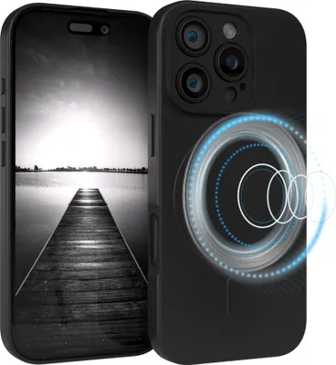 Produktbild von EAZY CASE - Silikonhülle magnetisch für Apple iPhone 16 Pro, Hülle Silikon, weich stoßfeste Magnet Handyhülle, Schutzhülle mit Kameraschutz, TPU Bumper in Schwarz
