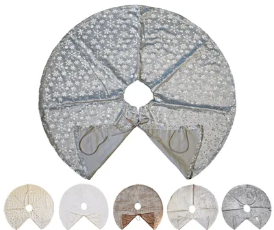 Produktbild von Kuschlige Christbaumdecke Rund Ø 90cm Weihnachtsbaumdecke Weihnachtsbaum Decke Tannenbaum Unterlage, Farbe:Silber / Schneeflocke