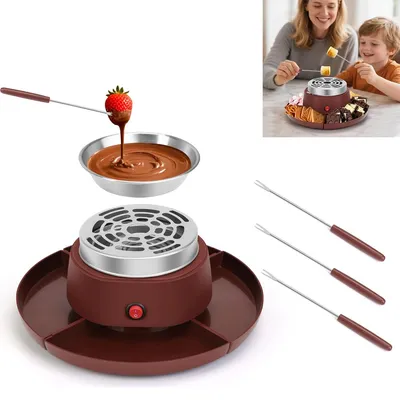 Produktbild von Schokoladen Fondue, 2-in-1-Set aus elektrischem S'mores-Maker und Fonduetopf, flammenloser Marshmallow-Röster für den Innenbereich