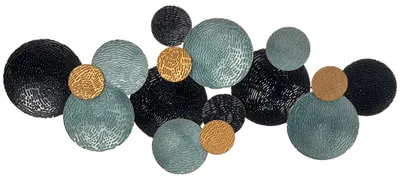 Produktbild von Wanddekoration – Wandgestaltung – Wandkunst – Wandbild – Wandpaneel – 3D-Kreismotiv – Metall – 121 x 53 cm