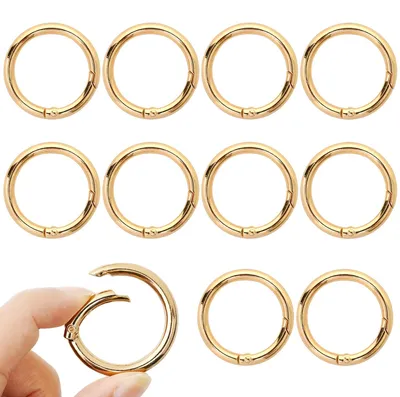10 Karabinerhaken Gold, O-Ring, 33 mm, für Schlüssel & Taschen