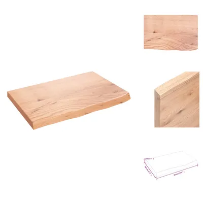 Obrázek produktu pro vidaXL Nástěnná police světle hnědá 60x40x(2-4) cm dubový masiv - Nástěnné police