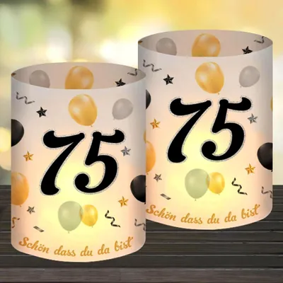 Productafbeelding van 12 Windlichten voor Tafeldecoratie 75ste Verjaardag