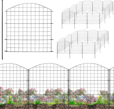 A product image showing garden fencing elements and a decorative garden border with flowers.
