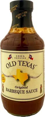 A bottle of Old Texas Original Barbeque Sauce.