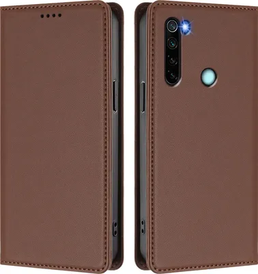 Image de Etui en cuir pour Xiaomi Redmi Note 8, étui magnétique en cuirPolyuréthaneavec support Marron