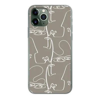Produktbild von MuchoWow® Handyhülle Schutzhülle Hülle für iPhone 11 Pro Muster - Kopf - Strichzeichnung Silikon Softcase Handy Hülle - Handy