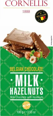 Zdjęcie produktu dla CORNELLIS Czekolada Belgijska Mleczna z Orzechami Pyszna Przekąska