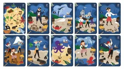 Image de Cahier A5/16K à carreaux Pirates (10 pièces) - Elanders