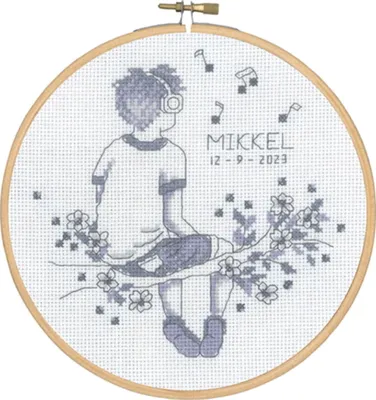 Obrázok produktu pre Permin krížiková výšivka s rámom "Mikkel", počítaný vzor, priemer 18 cm