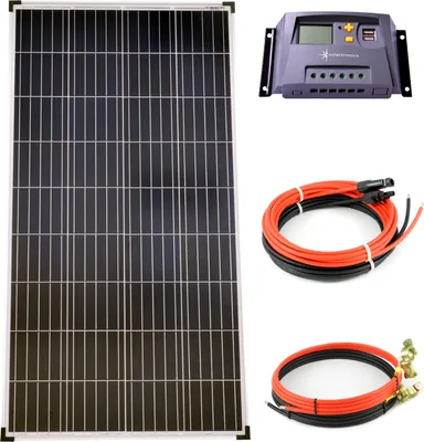 Produktbild von Solar Set 12V 130 Watt Poly Solarpanel Solarkabel Laderegler Solaranlage PV