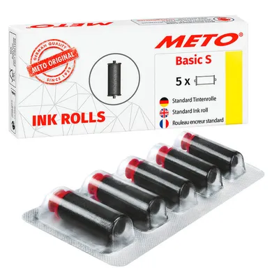 Obrázek produktu pro Meto Basic S, Barvicí tiskárnový váleček, InkJet, Černá, Červená, Basic S, 5 kusů