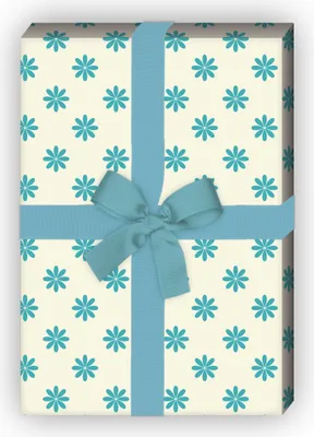 Produktbild von Frisches Geschenkpapier mit klassischem Blumen Dekor, türkis - G8314, 32 x 48cm