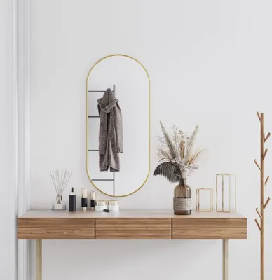 Produktbild von vidaXL Wandspiegel Golden 100x45 cm Oval