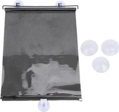 Image de Pare-soleil à enroulement rétractable automatique, bloque la forte lumière du soleil, pare-brise de voiture avec 3 ventouses pour fenêtres, 40 x 60 cm