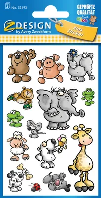 Produktbild von AVERY Zweckform ZDesign Sticker KIDS "Tiere" 3 Blatt à 14 Sticker