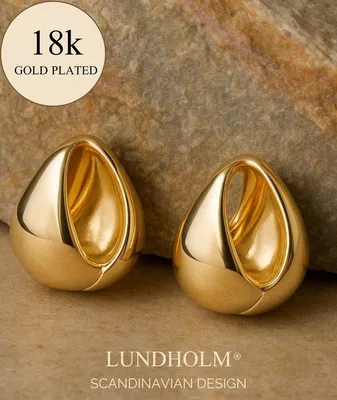Produktbild von Lundholm Elea Creolen Damen Vergoldet – Chunky Hoops 1,8 cm – Premium Edelstahl 18K Vergoldet – Hypoallergen Wasserfest
