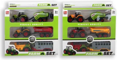 Produktbild von Jonotoys 6-teiliges Traktor-Set mit 2 Traktoren und 4 Anhängern