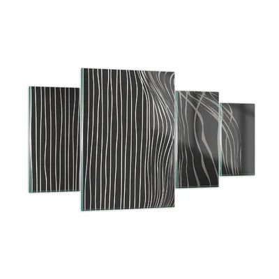 Produktbild von Bilder auf glas - 4 Teile - Abstraktion Streifen Schwarz und Weiß - 160x90cm - Glasbilder - Wandbilder - Bilder - Wanddekoration aus Glas - Glas Bilder - Wandbild auf Glas - GDL160x90-4152