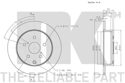 Produktbild von 2x NK Bremsscheibe 3145112 für TOYOTA für COROLLA Verso (ZER_ ZZE12_ R1_)