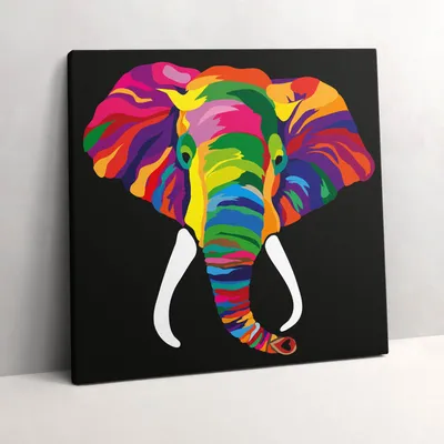 Produktbild von Colorful elephant – Leinwandbild Wandbild – 60x60 cm – Leinwandbilder – Wandbilder – Schlafzimmer – Flur