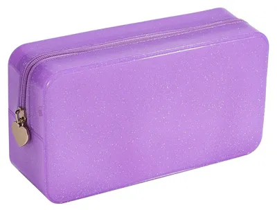 Image de Pochette de maquillage en PVC souple, imperméable et avec fermeture éclair, de couleur violette