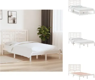 Image de vidaXL Lit en bois massif pin blanc 120x200 cm - Lits et Sommiers