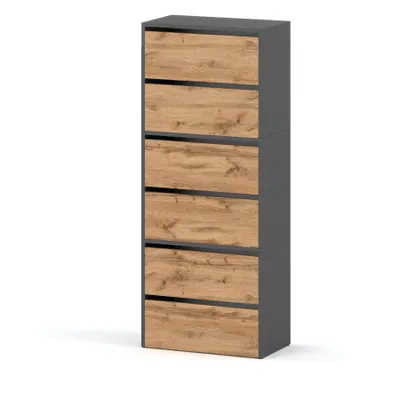 A tall, narrow cabinet with six drawers, presented against a white background.