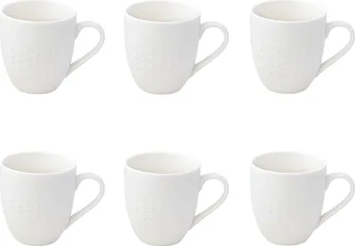 Produktbild von 6er Set Becher DROPS WHITE mit Punktrelief weiß für 350ml Porzellan Easy Life