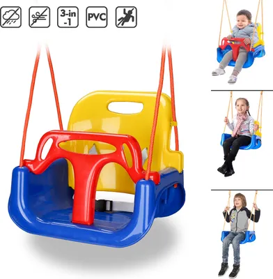 Produktbild von Hengda Babyschaukel Schaukeln Kinderschaukel 3-in-1 Babysitz Schaukelsitz mitwachsend ,Abnehmbarer  Schaukelsitz, Gartenschaukel mit sicherheitsgurt 1.62 kg Indoor Outdoor