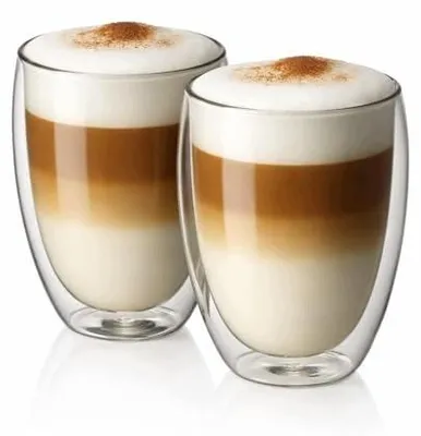 Zdjęcie produktu dla Szklanka latte macchiato podwójne ścianki szkło borokrzemowe zestaw 2
