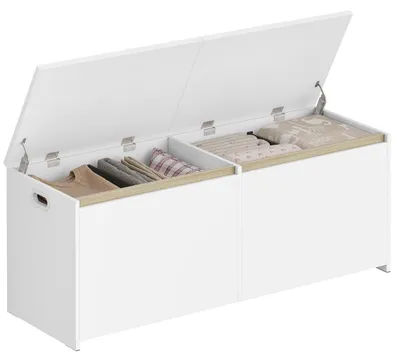 Zdjęcie produktu dla Ławka z miejscem do przechowywania, biała, 120 cm, wymiary: 40 x 120 x 47 cm