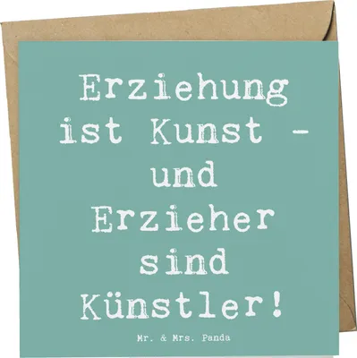 Produktbild von Mr. & Mrs. Panda Grußkarte Spruch Erzieher Künstler - Meeresbrise - Geschenk, Engagement, Bedanken, Aufmerksamkeit, Unterstützung, Geduld, Glückwunschkarte, Danke sagen