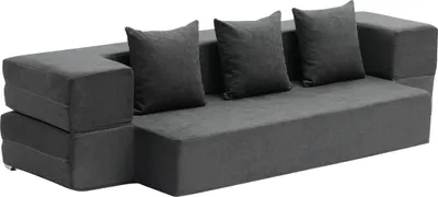 Zdjęcie produktu dla Sofa rozkładana 3 w 1 Rozkładana sofa z 3 poduszkami Ciemnoszara (TWIN)
