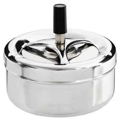 Produktbild von Excellent Houseware Aschenbecher mit drehbarem Deckel Versilbert Mehrfarbig Metallisch Edelstahl Ø 9,5 cm