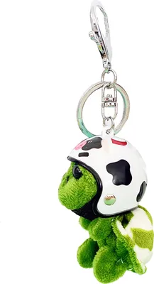 Produktbild von Plüsch-Schildkröten-Schlüsselanhänger mit Helm, Metallring, lustiger, weicher, flauschiger Rucksack-Ornament, Anti-Verlust, niedlicher Tier-Schlüsselanhänger, Taschenzubehör-G