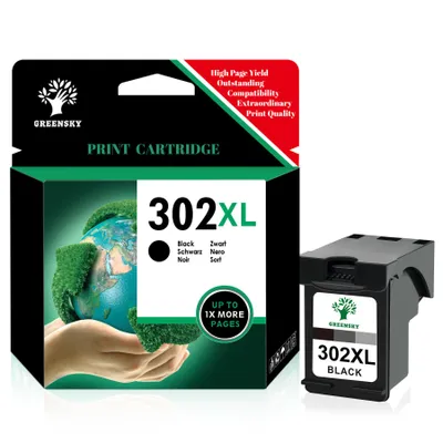 A product box and a printer ink cartridge.
