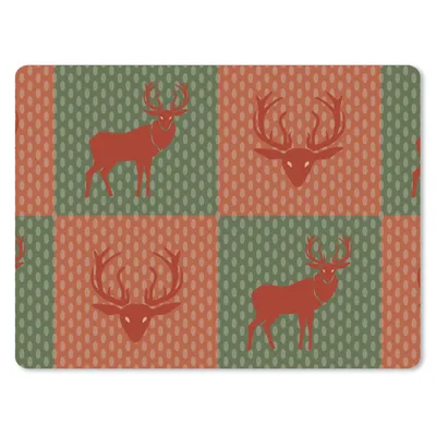 Produktbild von MuchoWow® Mauspad Mousepad Muster - Hirsche - Grün - Rot 23x19 cm - Mousepads - Maus Mat - Pad - Mausunterlage - Schreibtischunterlage - Mauspad