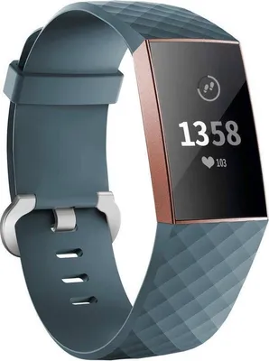 Image de Bracelet de sport Go Go Gadget pour Fitbit Charge 3 et 4, modèle "Waffelarmband", taille S/M, couleur gris anthracite. Compatible avec les bracelets de montre connectée