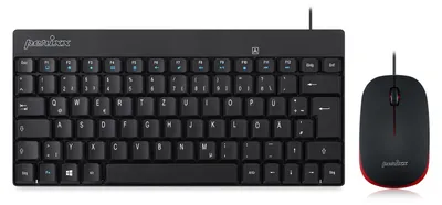 Produktbild von Perixx PERIDUO-212 DE Kompaktes Mini Tastatur Maus Set USB Schwarz DE Layout