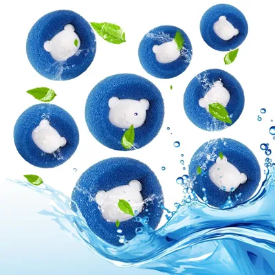 Image de Boules anti-peluches pour machine à laver - Enlèveur de poils d'animaux réutilisable - Bleu